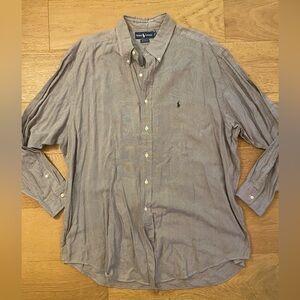 Ralph Lauren Yarmouth 100% Cotton Men's Classic Grayish Brown Shirt 18 34/35 GUC